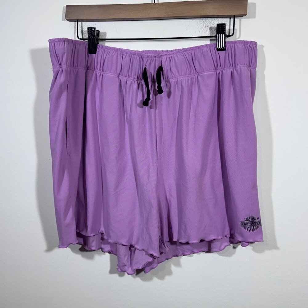 Harley Davidson Womens Purple Pajama Sleep Shorts Size Large PJ Loungewear